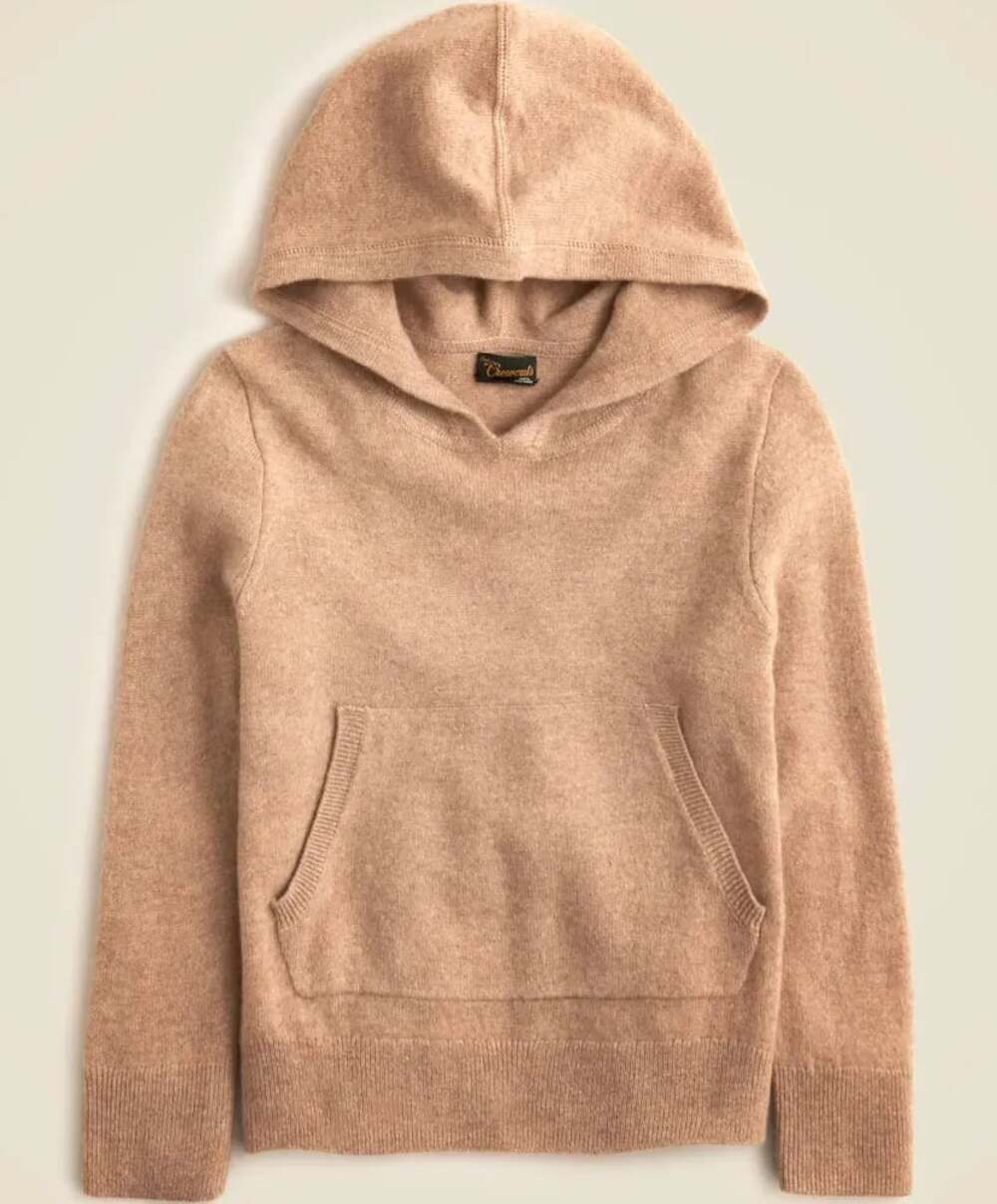 Crewcuts Cashmere Pullover Hoodie Camel Brown Sweater Style AZ751